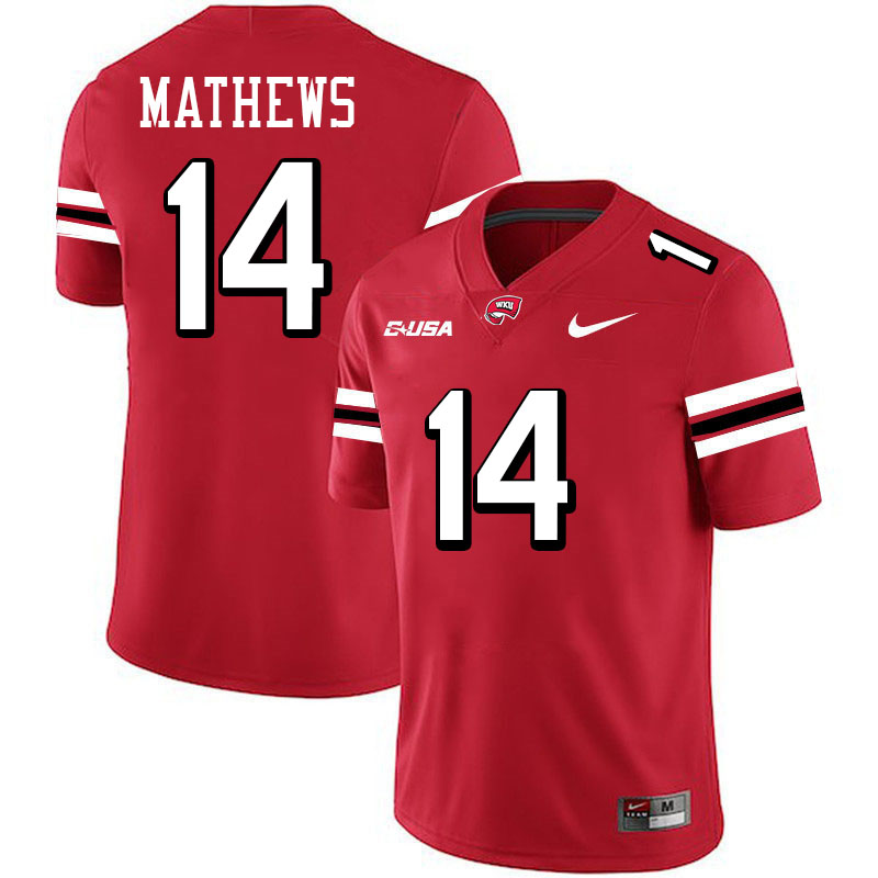 Devonte Mathews WKU Jersey,Western Kentucky Hilltoppers #14 Devonte Mathews Jersey Youth-Red